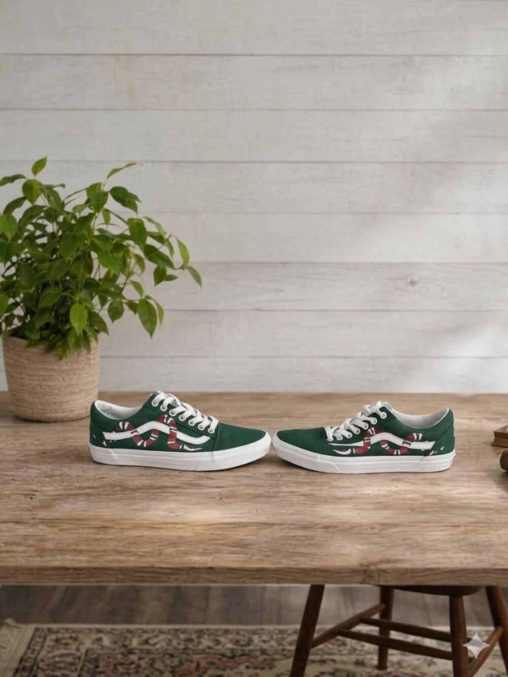 CUSTOM Hand Painted Vans Old Skool "Snake" Sneakers Men's Sz 8 - ONE OF A KIND